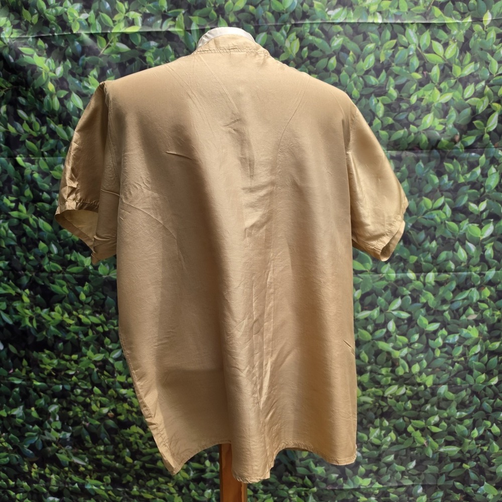 Oscar de la Renta Expressions 100% Silk Blouse Women's Large Beige Button Front - Picture 2 of 9